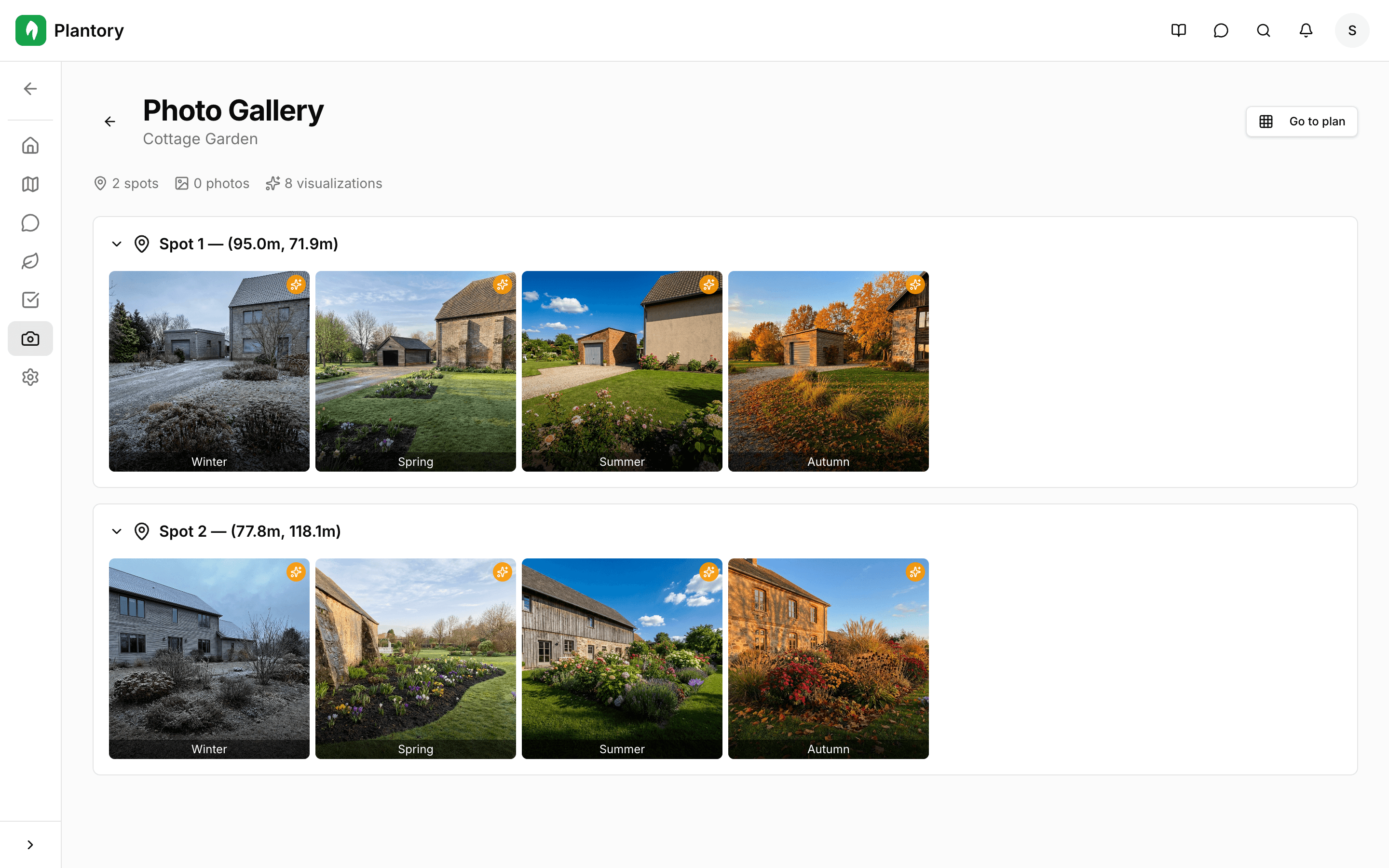 Stránka fotogalerie se značkami seskupenými podle umístění