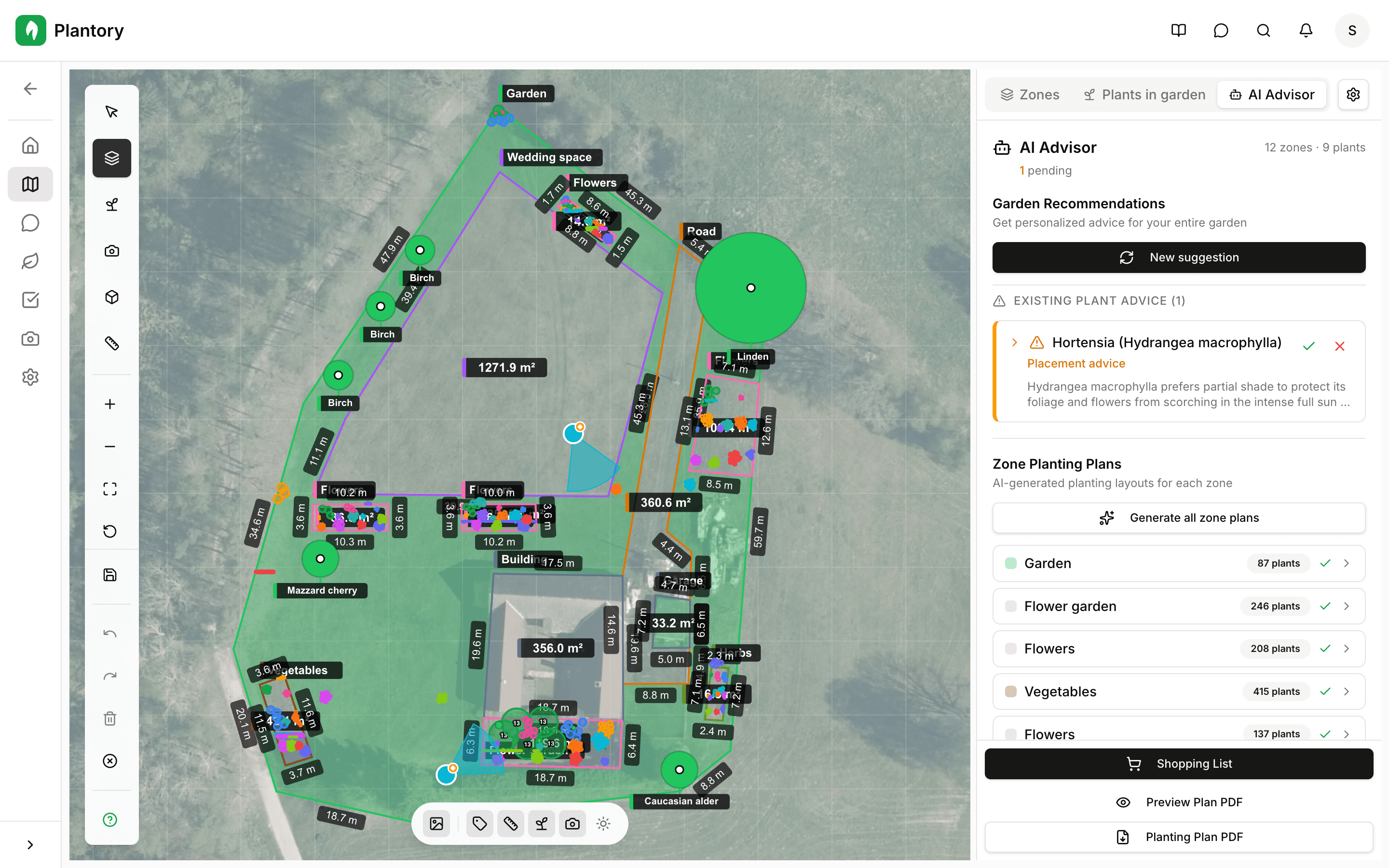 Zóna, která se kreslí, s viditelnými rohovými body